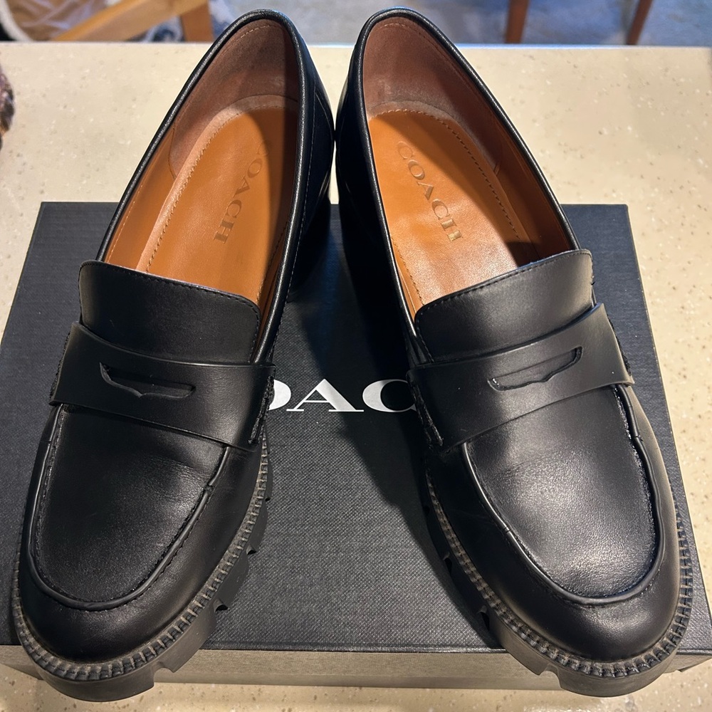 Coach Colleen Loafer Black Leather Slip-On Loafers.